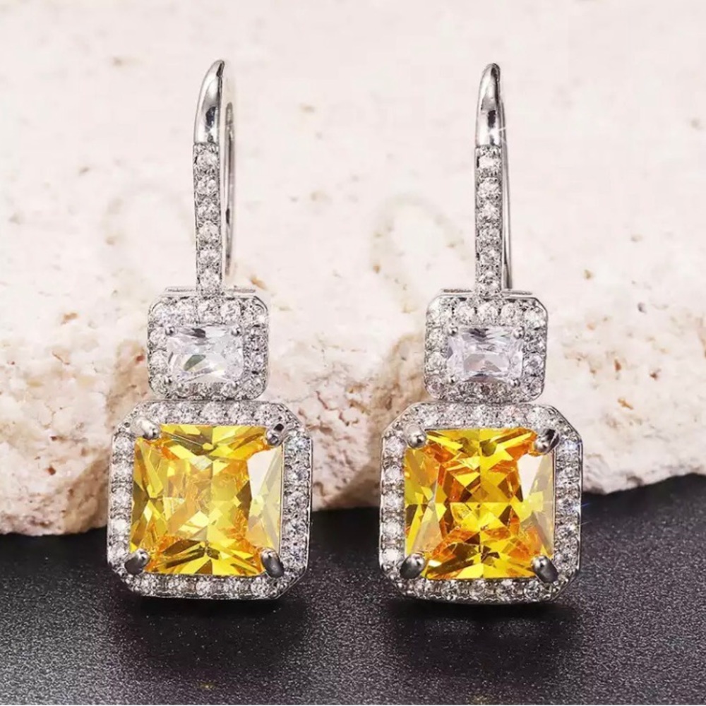 Swarovski Yellow and Silver Earrings